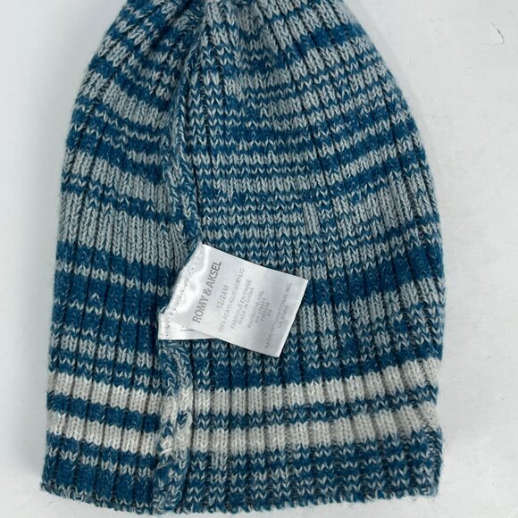 Romy & Aksel Baby Beanie Hat Size 12/24M Blue Striped Acrylic Knit Stretch - Picture 7 of 8